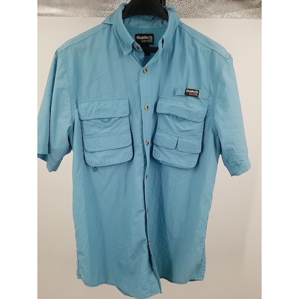 Guide Series Fishing Hunting Vented Shirt Mens Small Short Sleeve Blue Button Up
